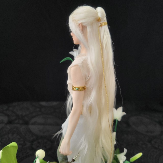 Remenaxice from Sufferborn and Elves Unwelcome as a 3d printed sculpture assembled with organic clothing and hair, and hand painted.